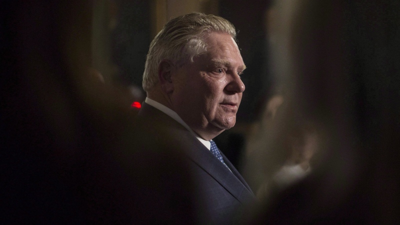 Ontario Premier Doug Ford speaks to media at Queens Park, in Toronto on Monday, Nov. 19, 2018. THE CANADIAN PRESS/Chris Young