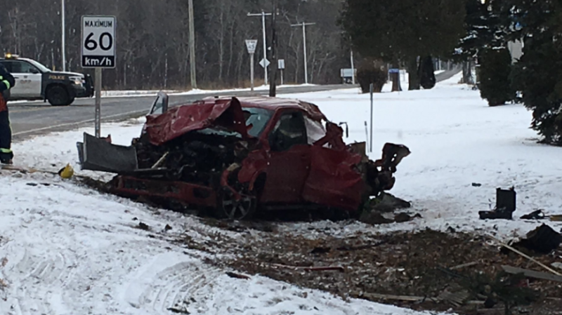 One man died in a crash in Elgin County, Ont. on Saturday, Dec. 8, 2018. (Brent Lale / CTV London)