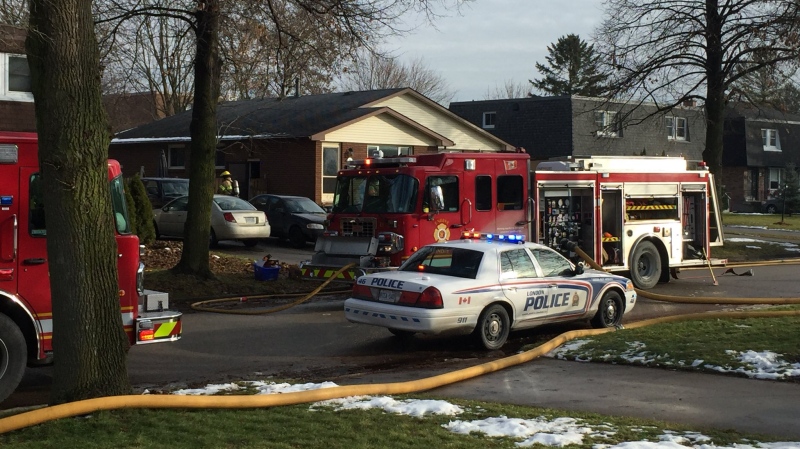 Crews respond to a house fire in south London, Ont. on Friday, Dec. 14, 2018. (Daryl Newcombe / CTV London)