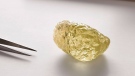 Dominion Diamond Mine said it has unearthed the biggest diamond ever found in North America. The 552-carat yellow diamond was discovered in Diavik Diamond Mine, 218 kilometres south of the Arctic Circle. (Image courtesy of Dominion Diamond Mines)