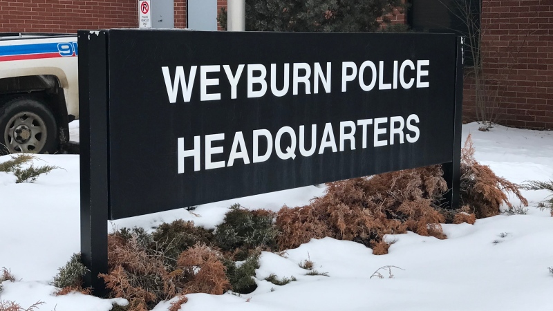 The Weyburn Police Service headquarters' sign is seen in this undated file photo. 