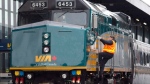 A VIA Rail train arrives in Ottawa (FILE)