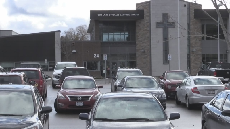 Our Lady of Grace Catholic School in Angus, Ont. (CTV News/Steve Mansbridge)