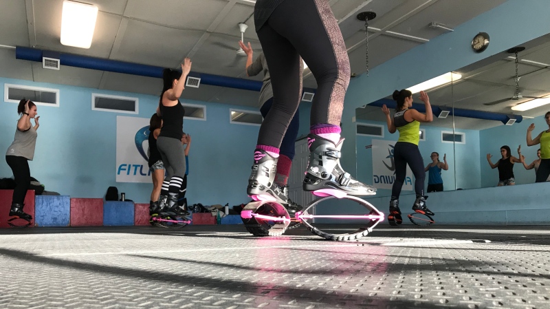 Participants taking in a class with Kangoo Club Queen City. 