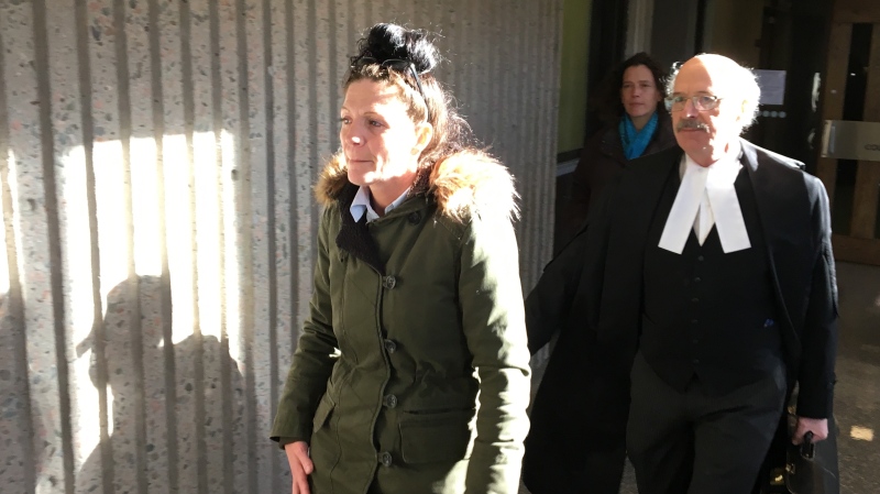 Renee Allison Webber, left, arrives at court in Halifax on Thursday, Jan. 17, 2019. (THE CANADIAN PRESS/Michael MacDonald)