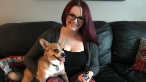 Ashley Vasilojiannakis says CBD oil has helped ease the pain of her dog, Berte. (Stephanie Villella/CTV Saskatoon)