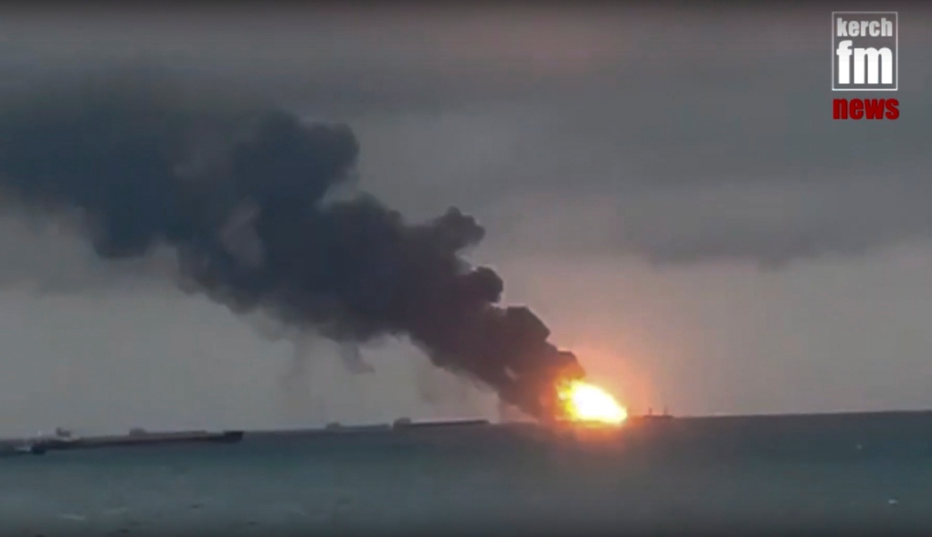 Ship fire in Black Sea