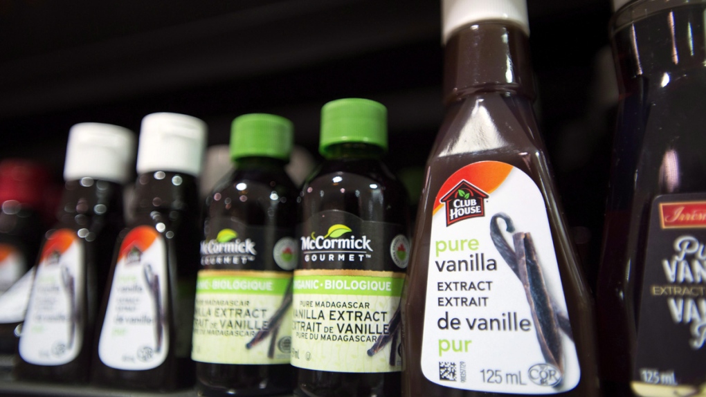 Pure vanilla extract on a store shelf