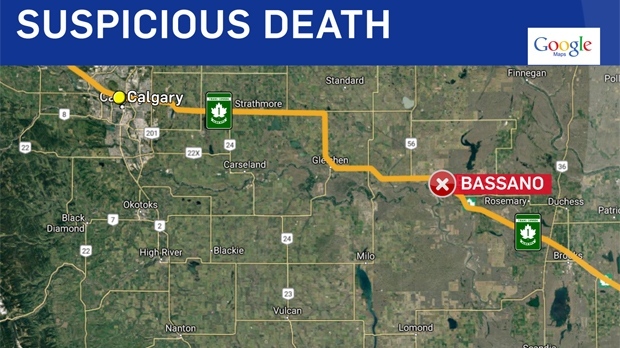 Calgary, Bassano, suspicious death, RCMP, Major Cr