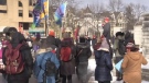Students protest tuition changes by the Ontario government in London, Ont. on Friday, Jan. 25, 2019. (Sean Irvine / CTV London)