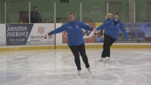 Carlea Wilkie-Ellis (L) and Taylor Shaw (R) train for the Special Olympics Provincial Winter Games in Orillia, Ont. (CTV News)