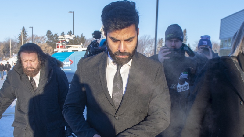 Jaskirat Singh Sidhu the driver of the truck that struck the bus carrying the Humboldt Broncos hockey team, arrives for the second day of his sentencing hearing, Tuesday, January 29, 2019 in Melfort, Sask. (THE CANADIAN PRESS/Ryan Remiorz)