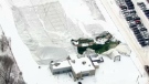 In aerial footage of the Metro Golf Dome, the typically inflated structure appears to be completely flattened. 