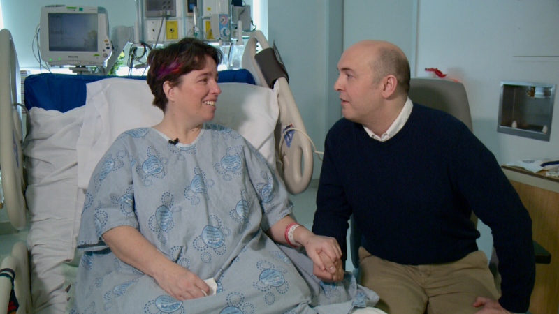 Marcie Stevens, who lost her legs in the Jan. 11 OC Transpo bus crash at Westboro station, with her husband Christopher.