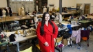 Fashion designer Lesley Hampton poses for a photograph in a shared fashion space at the Toronto Fashion Incubator in Toronto on Monday, February 4, 2019. Emerging designer Lesley Hampton has woven fashion with activism ever since she launched her brand three years ago. (THE CANADIAN PRESS/Nathan Denette)