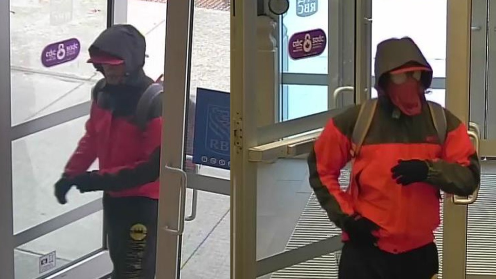 Two photos of a suspected bank robber