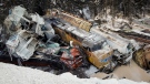 A train derailment is shown near Field, B.C., Monday, Feb. 4, 2019. THE CANADIAN PRESS/Jeff McIntosh