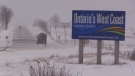 Along Ontario's West Coast, blowing snow and ice pellets impacted driving on Tuesday, March 12, 2019.
(Scott Miller / CTV London)