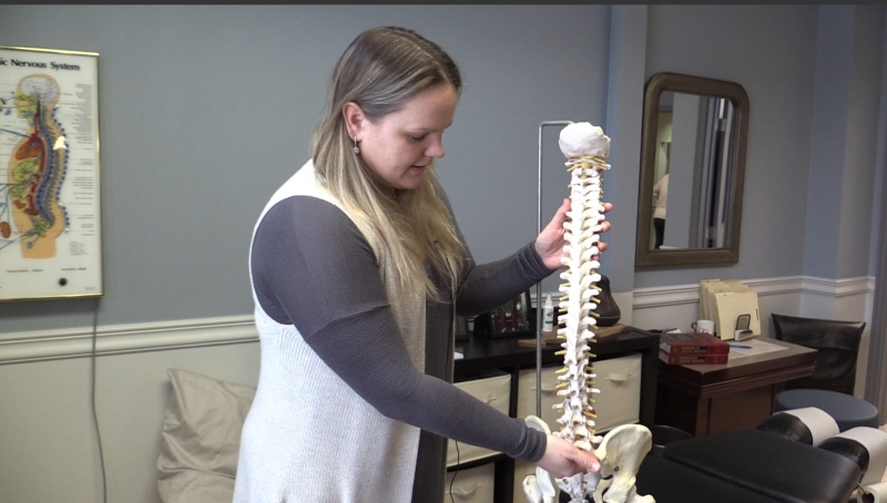 Dr MIchelle Campbell, a London chiropractor, says falling can have big consequences for your spine.
(Celine Moreau / CTV London)