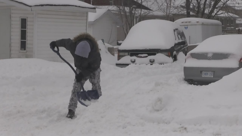 Residents in Orillia are digging out after a dumping of snow on Wed., Feb. 13, 2019 (CTV News/Rob Cooper)