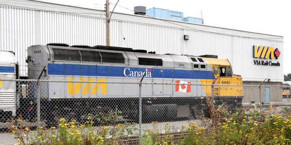 A Via Rail locomotive sits idle in Vancouver, B.C., on Friday July 24, 2009. (Darryl Dyck / THE CANADIAN PRESS)