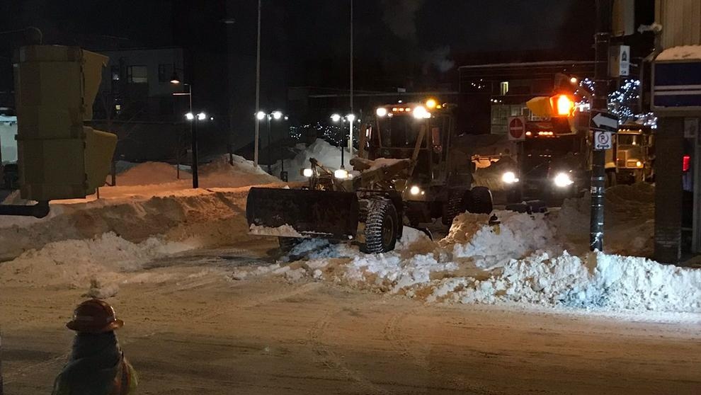 Snow removal efforts in downtown Sudbury