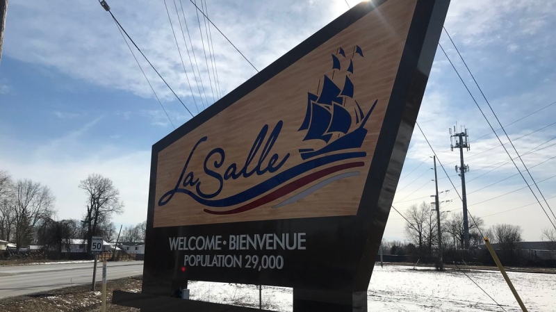 The Town of LaSalle sign in LaSalle, Ont., on Tuesday, Feb. 19, 2019. (Rich Garton / CTV Windsor)