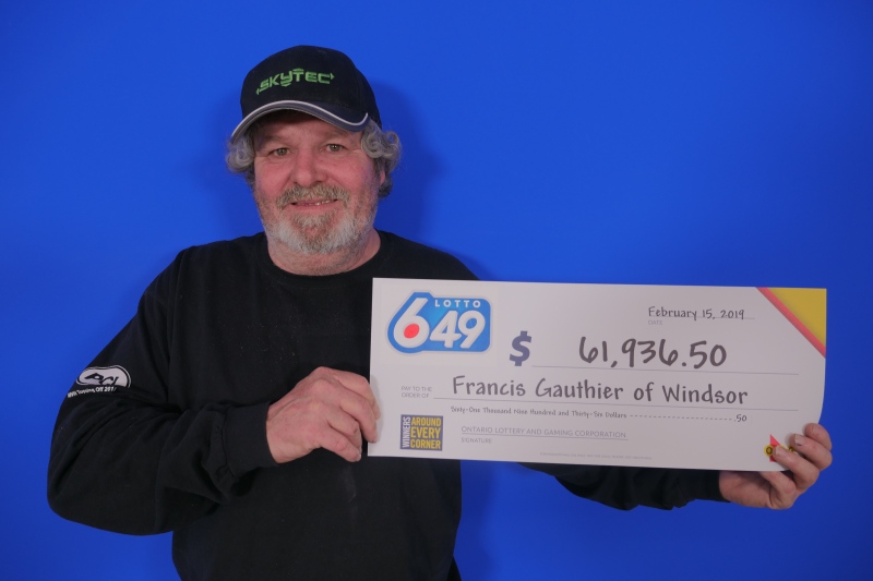 Francis Gauthier of Windsor recently picked up his win from a Lotto 6/49 jackpot.
(Source: OLG)