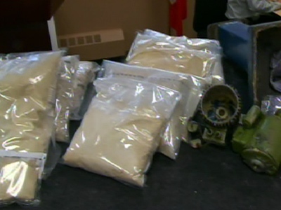 At a Tuesday, July 28, 2009 news conference, police show off some of the 100 kilograms of heroin seized in Project Oboard.