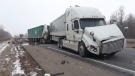 Chatham-Kent OPP responded to a tractor trailer collision on Highway 401 on March 4, 2019. (Courtesy OPP) 