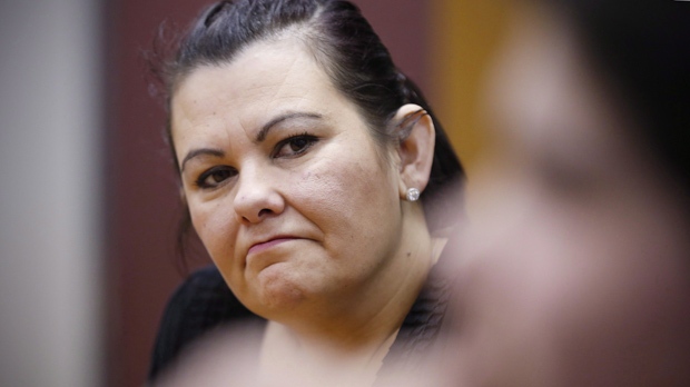 Child protection hearings are usually not open to the public in Manitoba, but social media offered a glimpse of one family's situation when a video was posted in January showing police taking away a newborn from her mother in hospital. First Nations Family Advocate Cora Morgan is shown at The Assembly of Manitoba Chiefs offices in Winnipeg, Monday, February 22, 2016. (THE CANADIAN PRESS/John Woods)