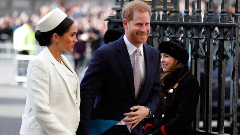 Prince Harry and Meghan, the Duchess of Sussex arrive to attend the Commonwealth Service at Westminster Abbey on Commonwealth Day in London, on March 11, 2019. (Frank Augstein / AP)