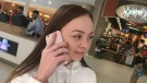 A Windsor teen answers her cell phone while shopping at Devonshire Mall. Photo dated March 12, 2019. (Bob Bellacicco / CTV Windsor)