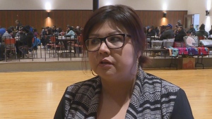 Clarisse Straightnose, a former crystal meth user, spoke about her struggle in Kamsack on Wednesday. (Nathaniel Dove/CTV Yorkton)