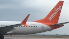 A Sunwing branded Boeing 737 MAX 8 plane parked at the Windsor International Airport on March 14, 2019. (Bob Bellacicco / CTV Windsor)