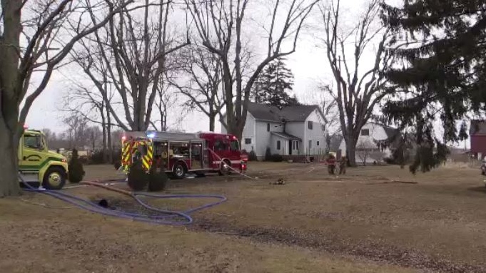 A fire caused significant damage at a rural home outside of Wallacetown, Ont. on Friday, March 15, 2019. (Gerry Dewan / CTV London)