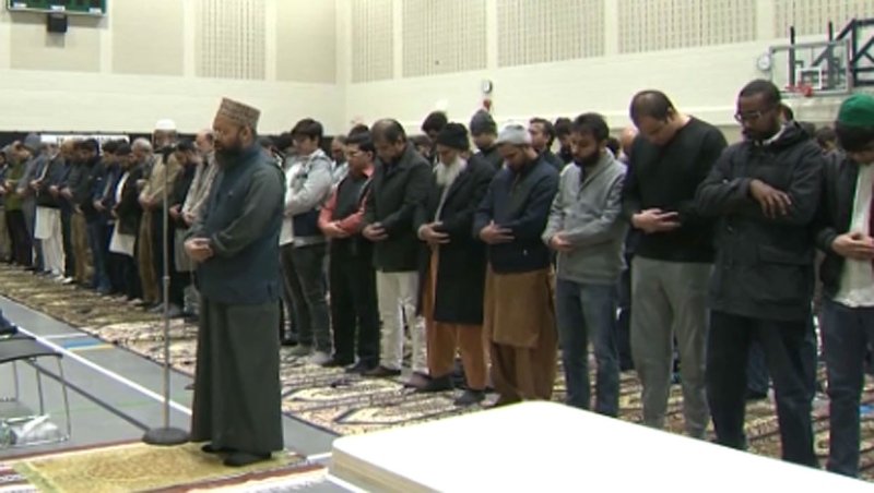 Calgary's Muslim community gathers for a prayer service on March 15, 2019 at the Abu Bakr Islamic Centre.