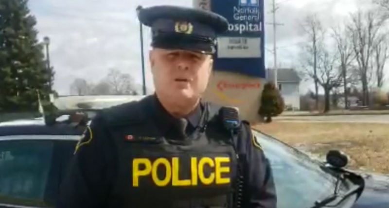 OPP Const. Ed Sanchuk speaks in a video released on Twitter about officers saving a woman's life twice in the same day after they say she overdosed on opioids.
(Twitter / OPP West)