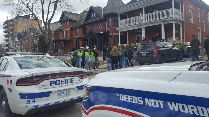 Police were out in force on St. Patrick's Day in London, Ont. on Sunday, March 17, 2019. (Adrienne South / CTV London)
