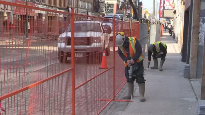 Work begins on phase two of the Dundas Place flex street in London, Ont. on Monday, March 18, 2019. (Gerry Dewan / CTV London)