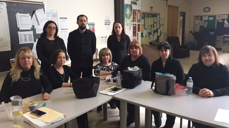 Teachers across the province are wearing black and protesting changes to Ontario class sizes. ( photos courtesy Ontario English Catholic Teachers Association )