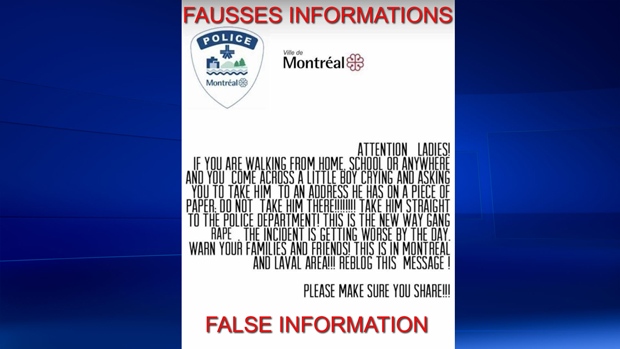 Montreal police fake warning