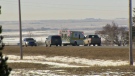 Emergency crews south of Strathmore on March 17, 2019 following the discovery of a deceased gunshot victim in a vehicle. RCMP have identified the man as Christian William White