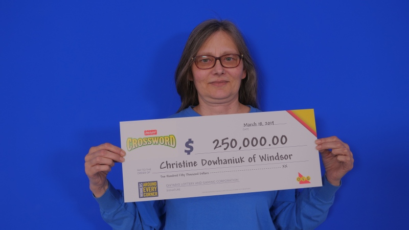 Christine Dowhaniuk won the top prize with Instant Crossword Deluxe. (Courtesy OLG)