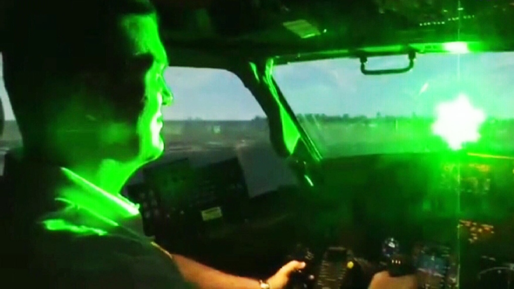 Aiming a laser at an airplane is a federal offence