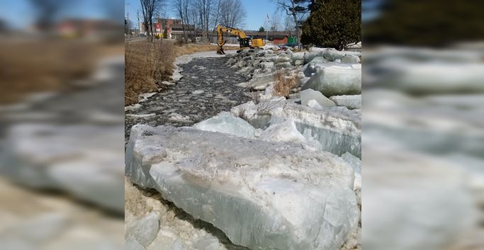 Ice removal off Parks Creek in North Bay
