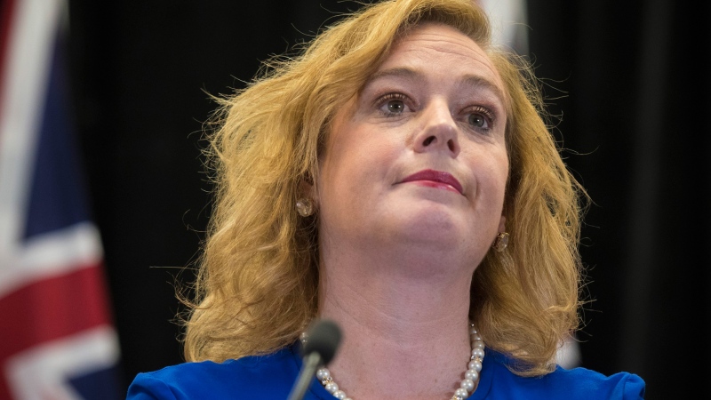 Lisa MacLeod, Ontario's minister of sport, makes an announcement at Queen's Park in Toronto on Thursday, March 21, 2019. THE CANADIAN PRESS/ Tijana Martin
