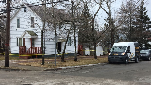 Cape Breton Regional Police investigate a suspicious death at a residence on Terrace St. in Sydney in March 2019.