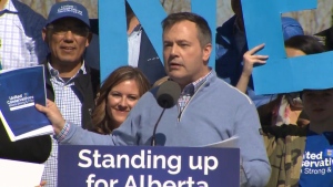 At an event in Calgary on Saturday, United Conservative Leader Jason Kenney announced more of his party's platform, including the budget details and a plan to replace the current carbon tax on consumers with a levy on heavy industrial emitters of greenhouse gases.
