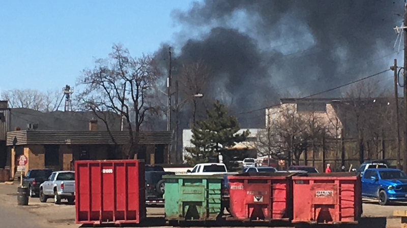 Windsor firefighters are on scene of a fire at Zalev Scrap Yard in Windsor, Ont., on Wednesday, April 3, 2019. (Bob Bellacicco / CTV Windsor)